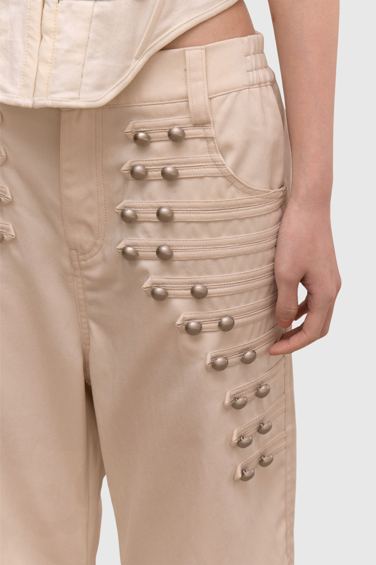 Donna Napoleon Double Breasted Trousers - Beige