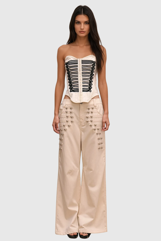 Donna Napoleon Double Breasted Trousers - Beige