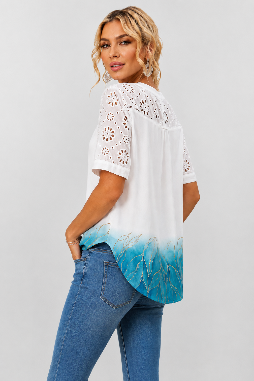 Annelise | Casual Lace Printed Blouse