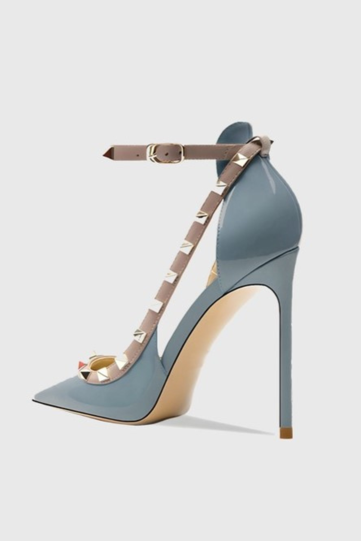 Osanya Rivet Embellished Strap Cutout Pumps - Blue