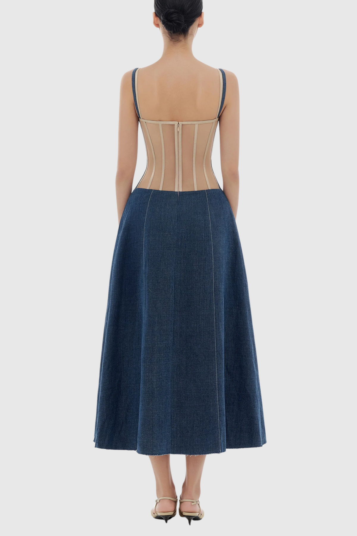 Abeje Corset Denim Midi Dress