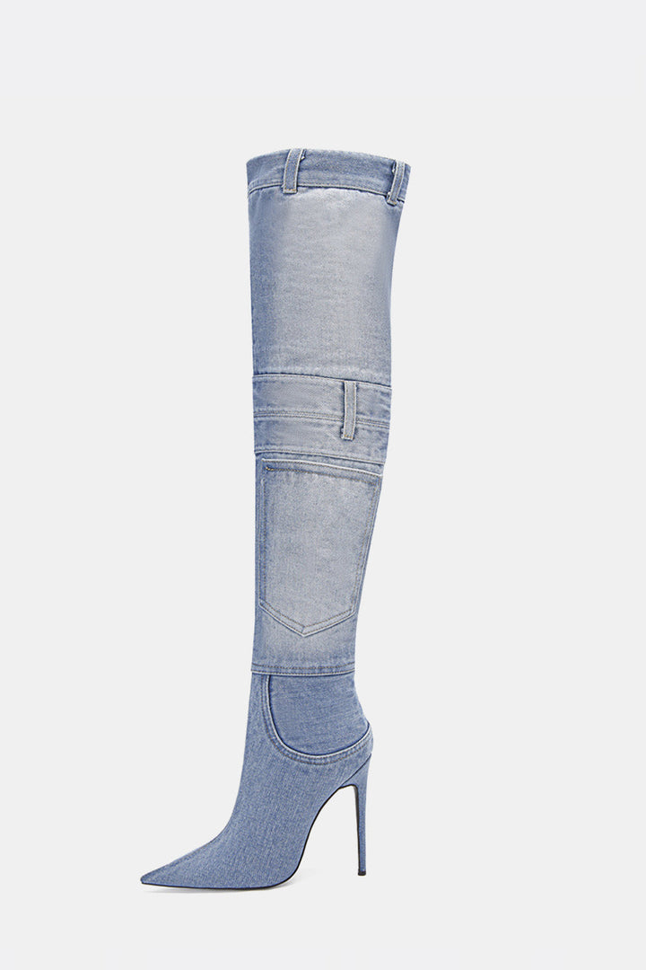 Abhay High Heel Denim Boots