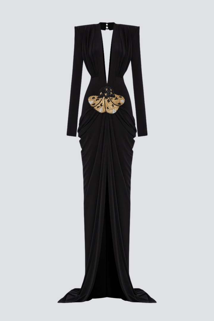 Agata V-neck Ruched Maxi Dress
