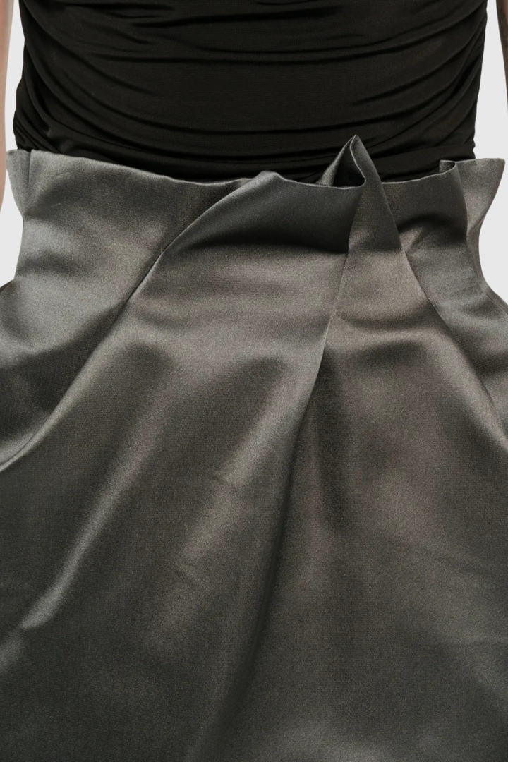 Ahinoa Gather Satin Mini Skirt - Grey
