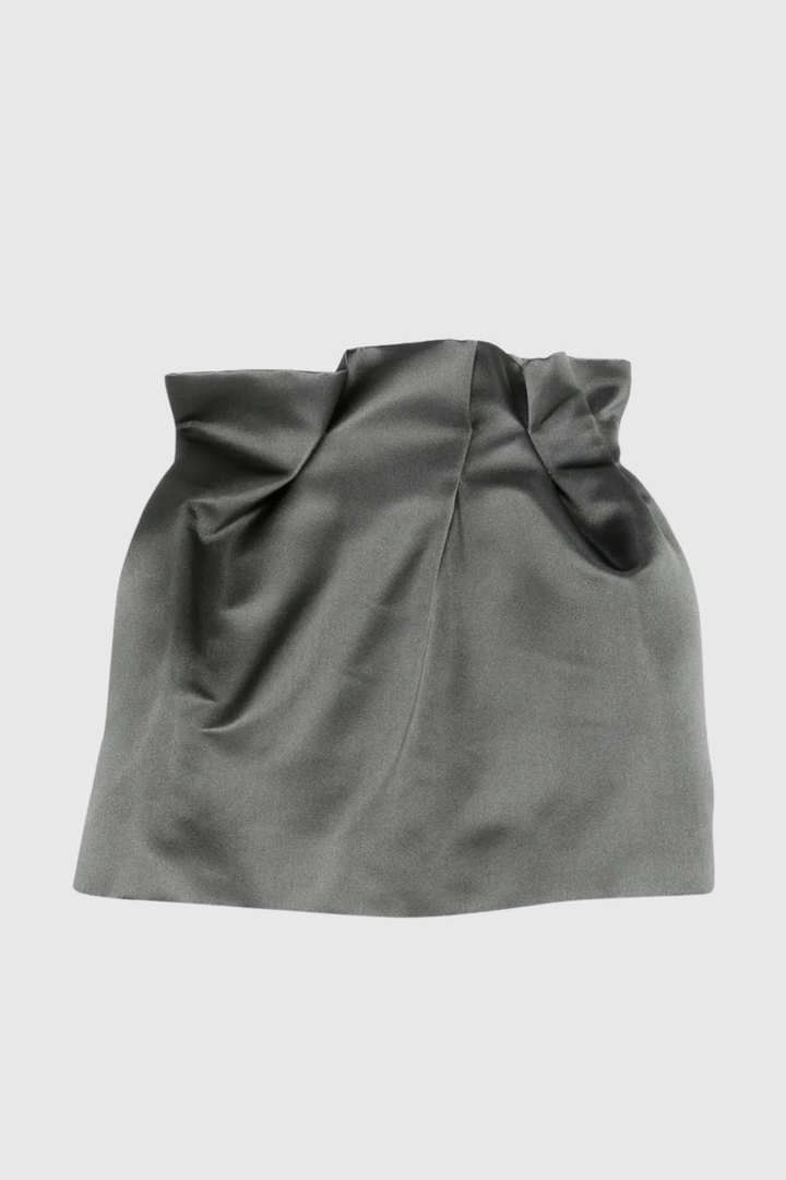 Ahinoa Gather Satin Mini Skirt - Grey