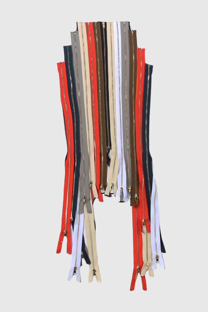 Albana Zipper Halter Backless Top