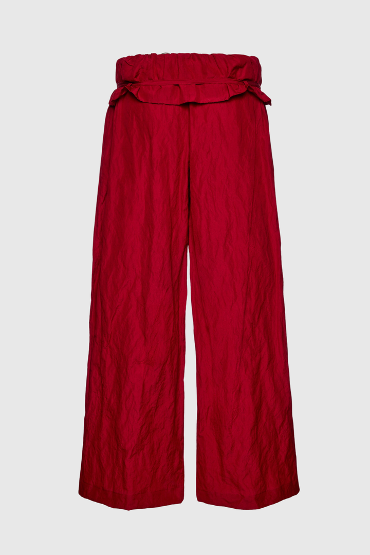 Amare Low-rise Ruffle Waist Trousers - Red