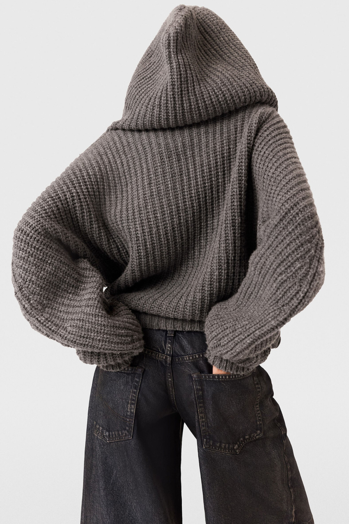 Ambra Ribbed Hooded Cardigan