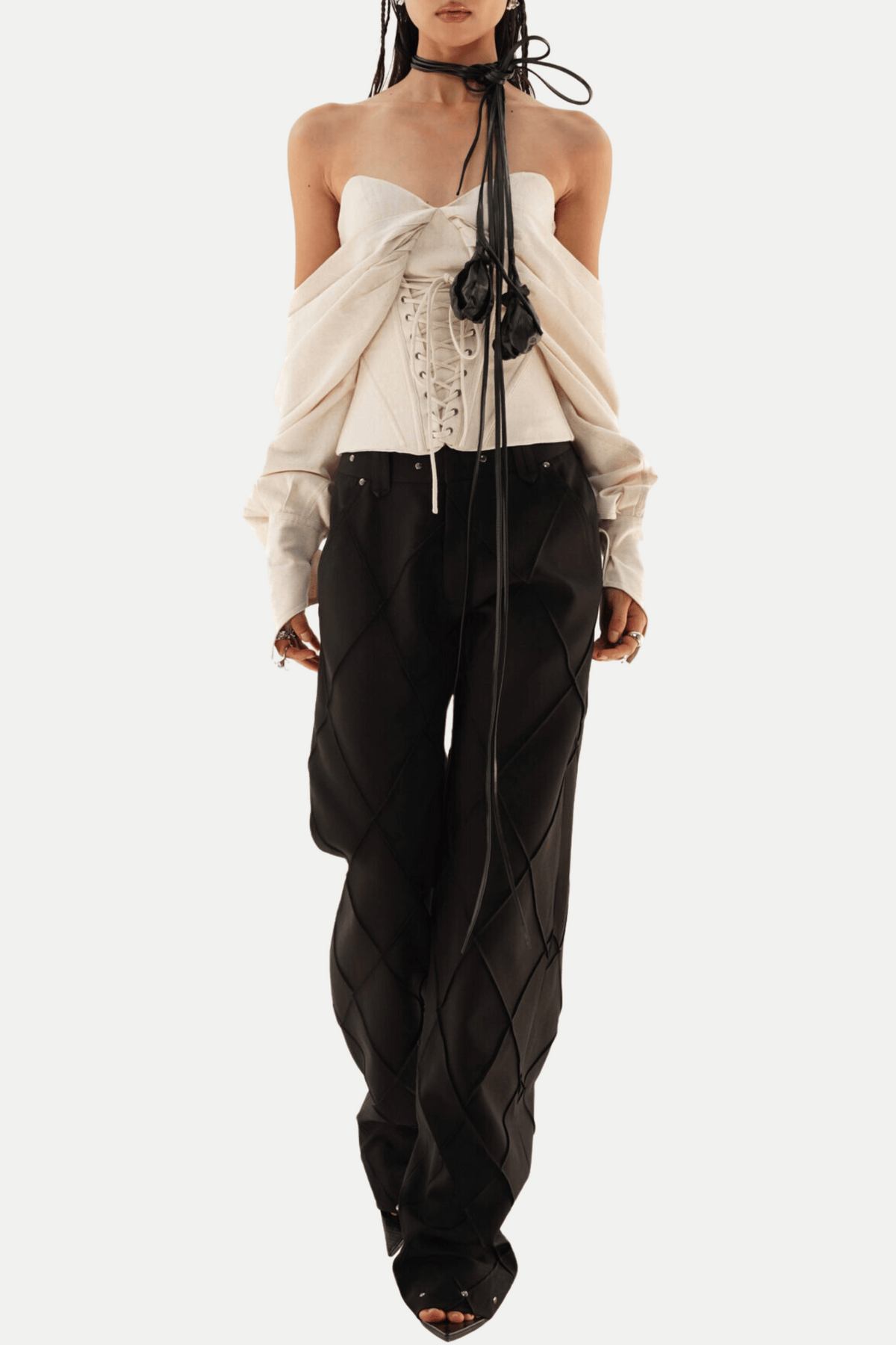 Andaia Off Shoulder Lace Up Corset Top