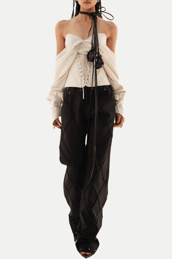 Andaia Off Shoulder Lace Up Corset Top