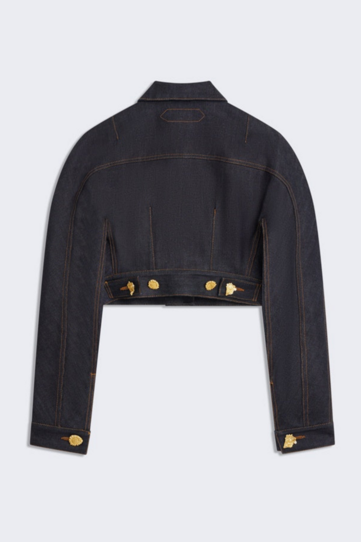 Annema Buttoned Embellished Denim Jacket
