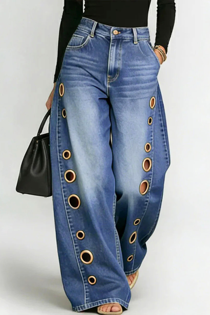 Aolbya Eyelets Jeans - Blue