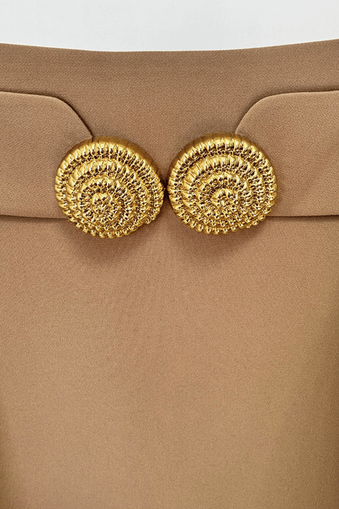 Asina Gold Buttoned Mini Skirt - Khaki