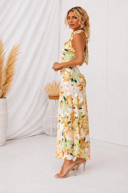 Aurora | Halter Neck Dress with Watercolor Print