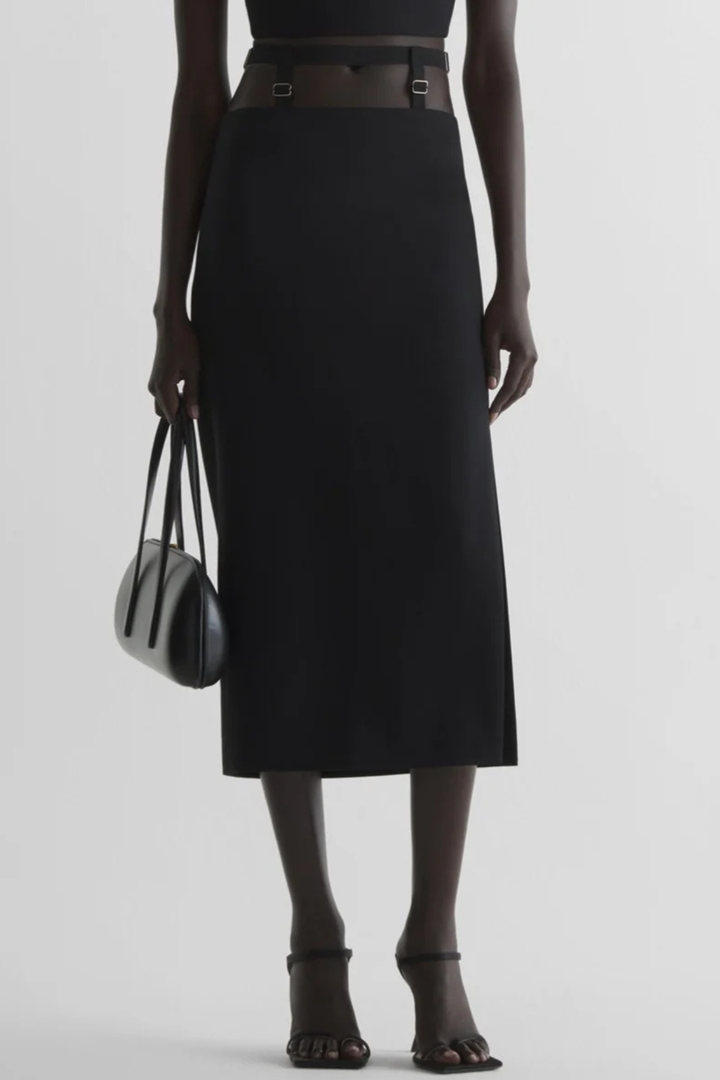 Averil Suspended Midi skirt - Black
