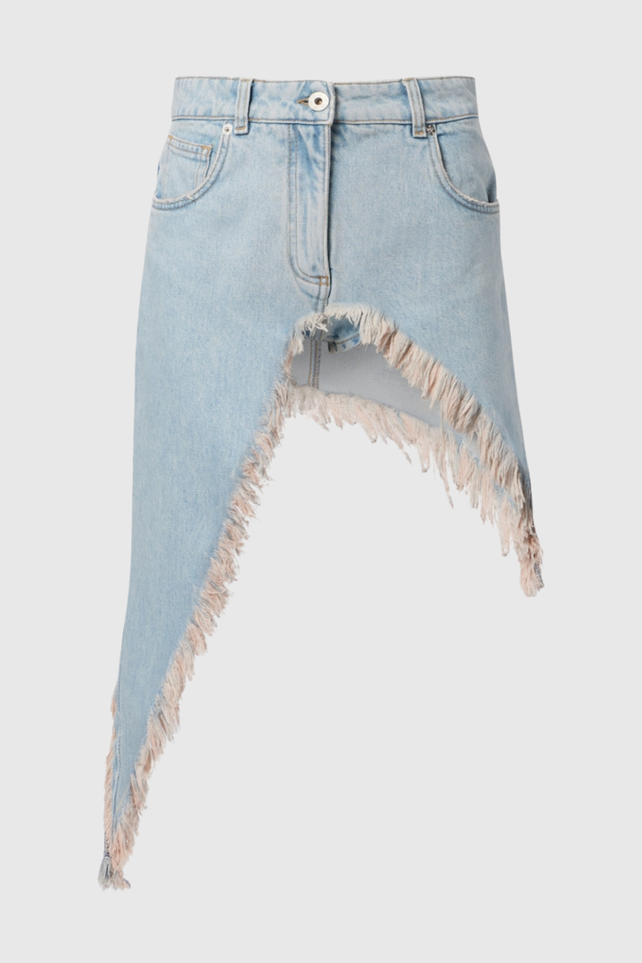 Bardot Asymmetric Frayed Mini Skirt