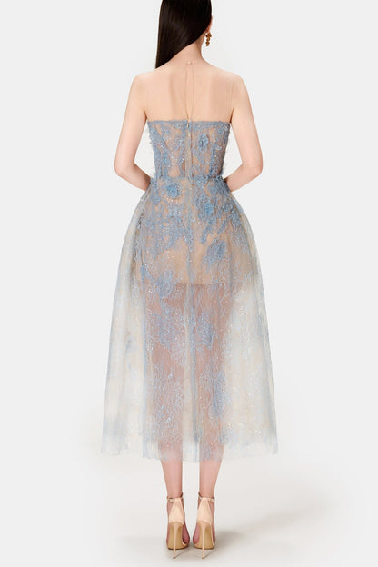 Batya Lace Sleeveless Midi Dress - Blue