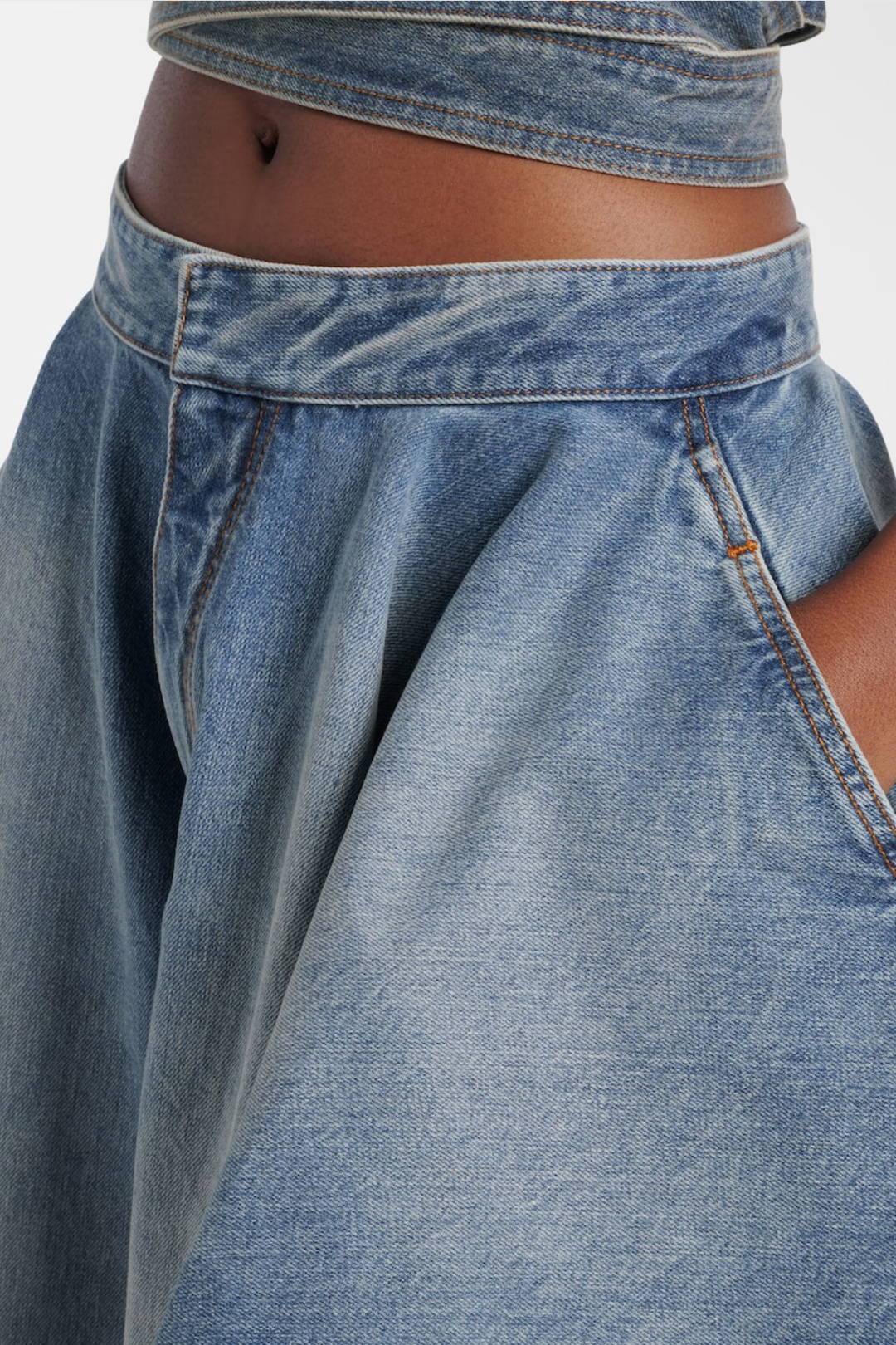 Beatriz Belted Denim Crop Top