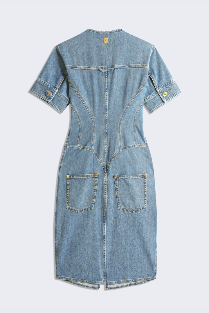 Bisho Corset Denim Midi Dress