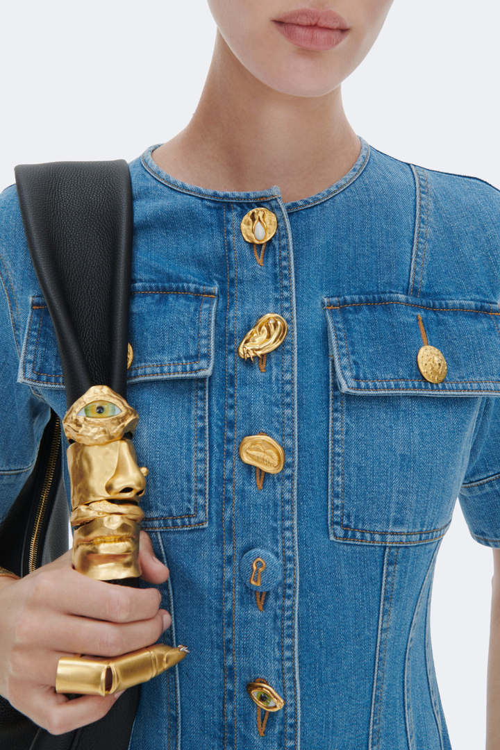 Bisho Corset Denim Midi Dress