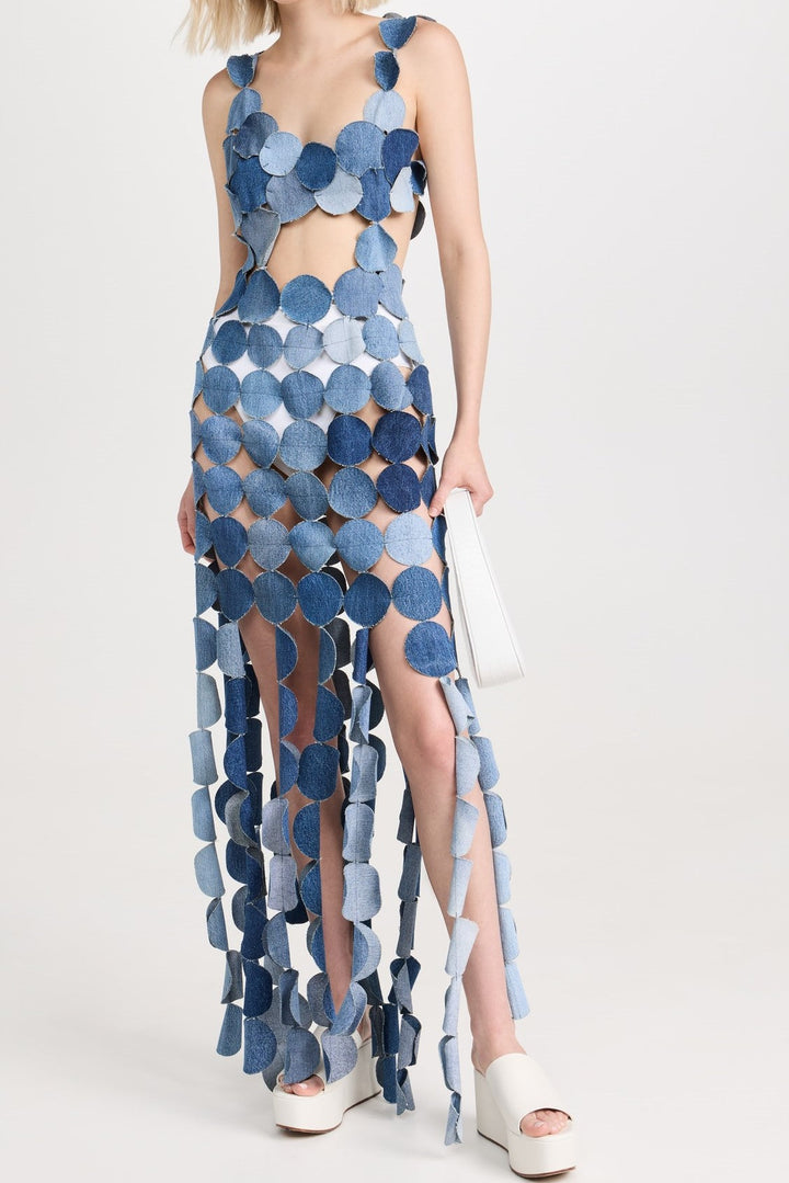 Charlie Laser-cut Denim Maxi Dress