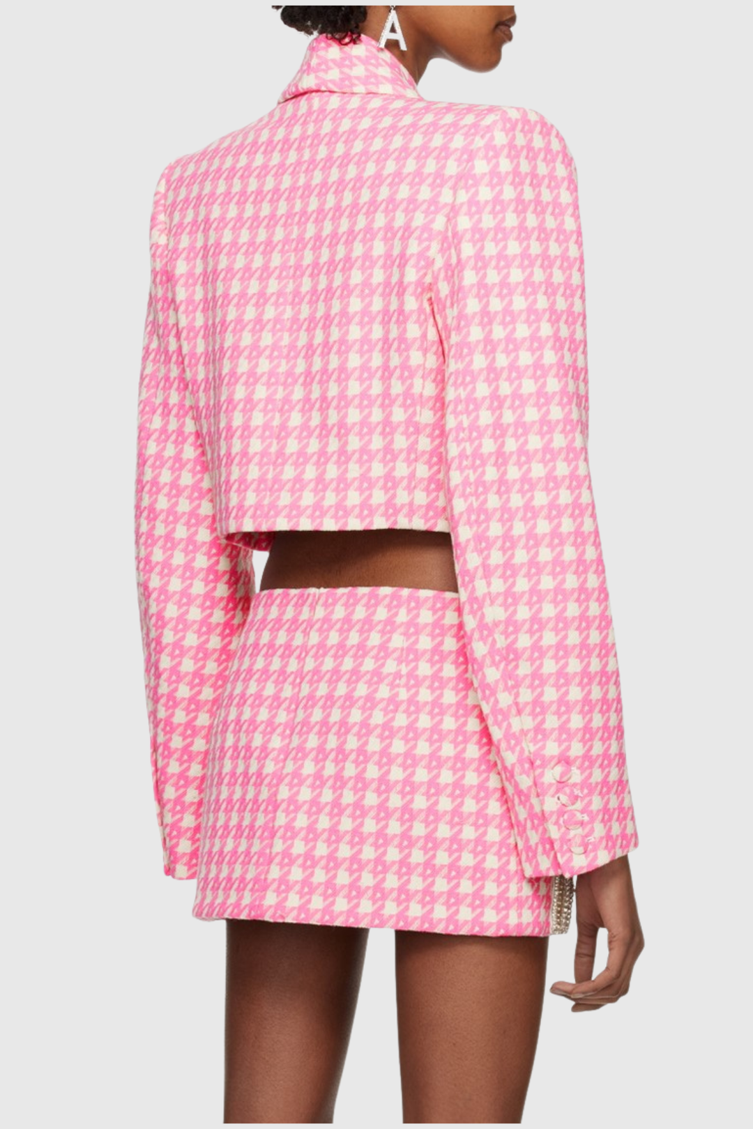 Chieko Houndstooth Bow Embellished Jacket & Mini Skirt Set