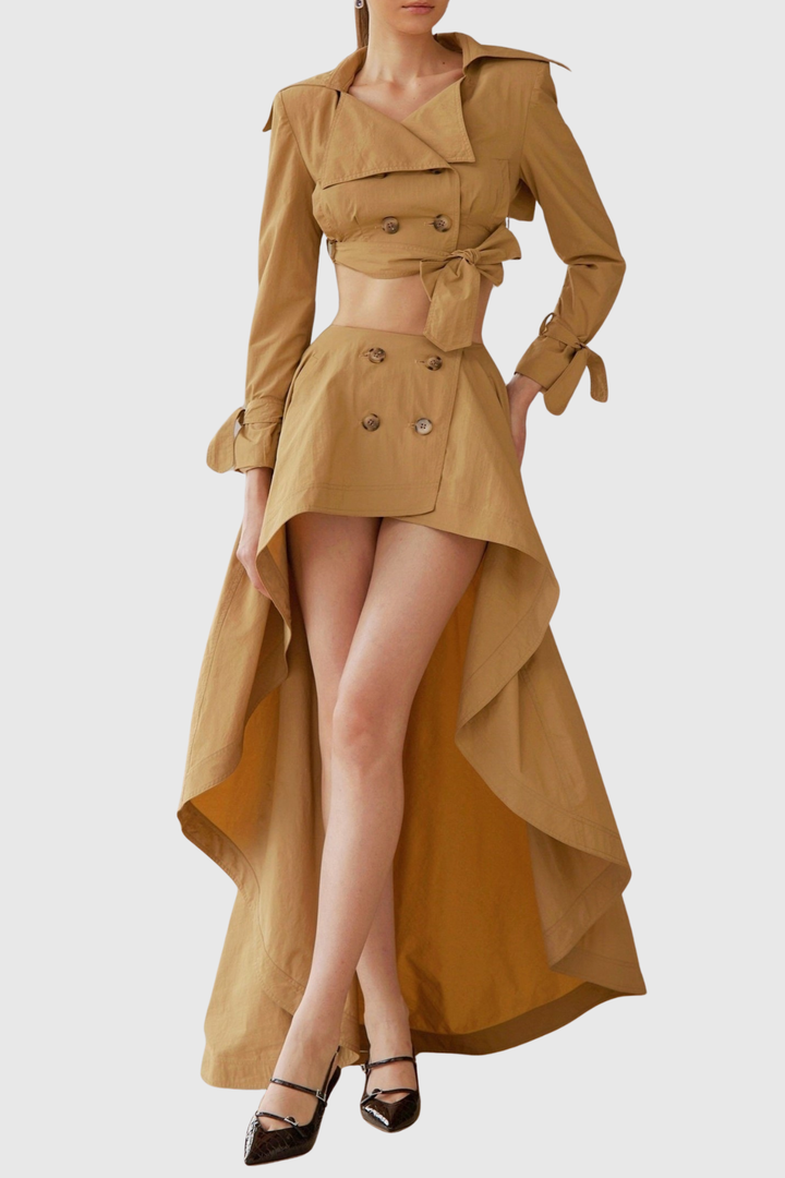 Conara Cropped Trench Jacket & Skirt Set