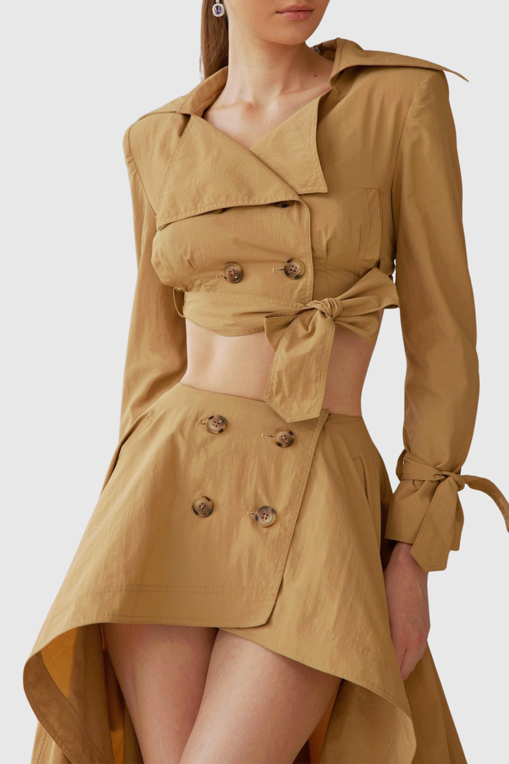 Conara Cropped Trench Jacket & Skirt Set