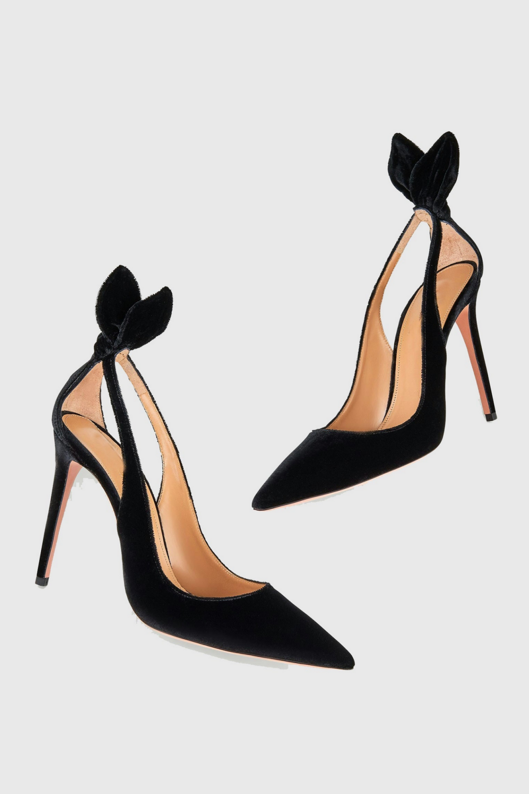 Crisia Bow Tie Velvet Pumps - Black
