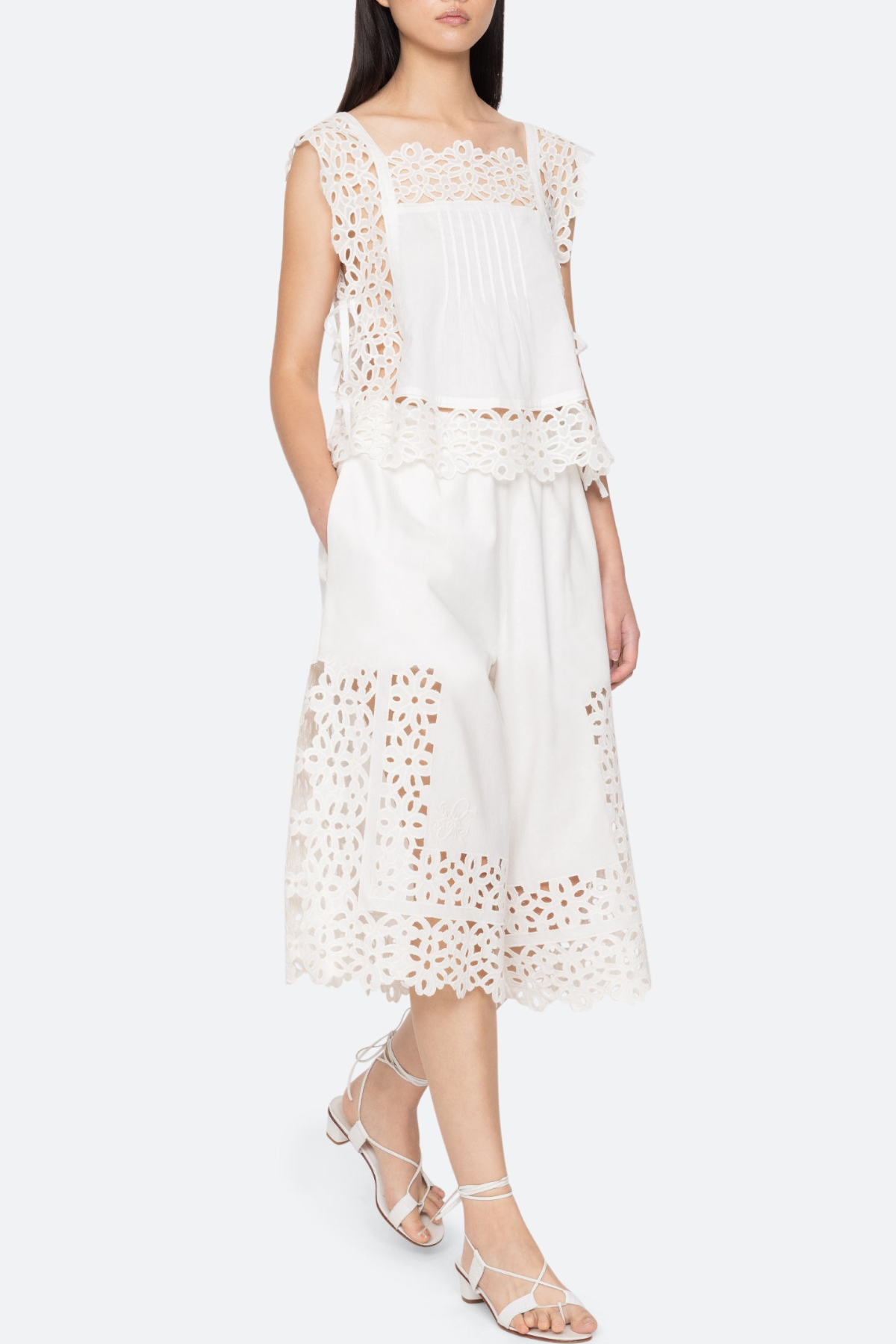 Dashiell Floral Eyelet Midi Shorts
