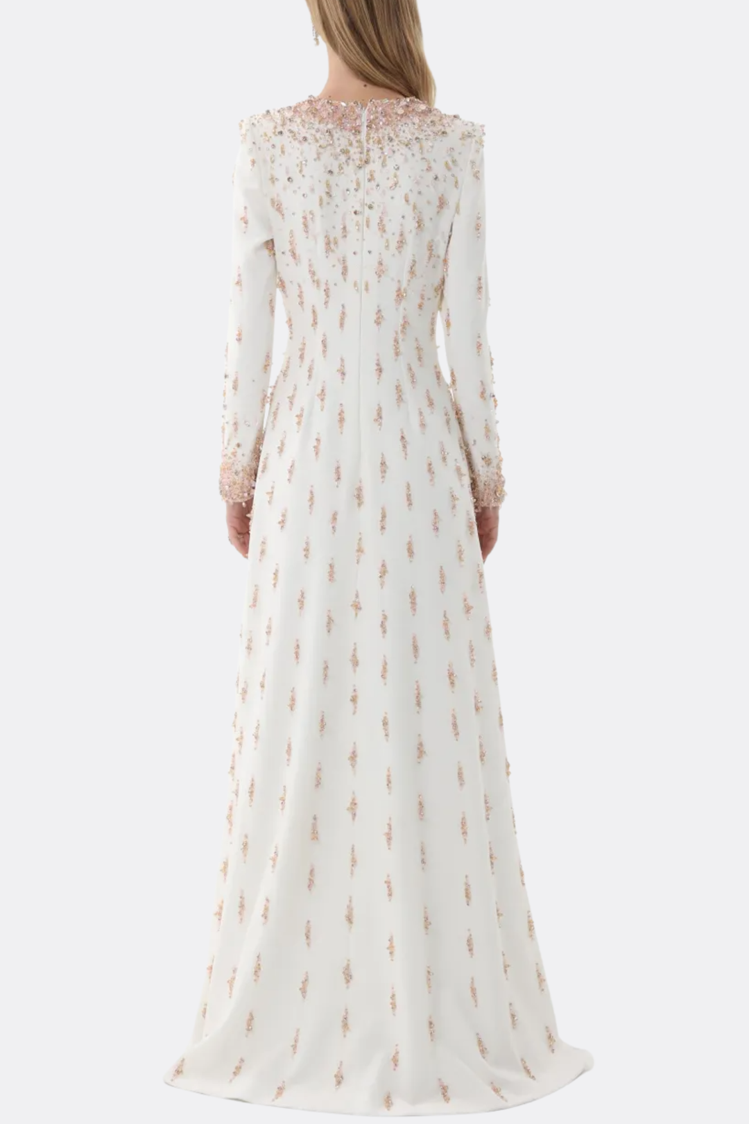 Daway Crystal Bead Embellished Maxi Dress - White