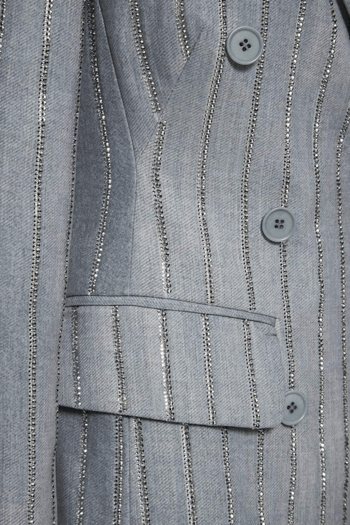 Dulcie Rhinestone-embellished Pinstripe Blazer Set