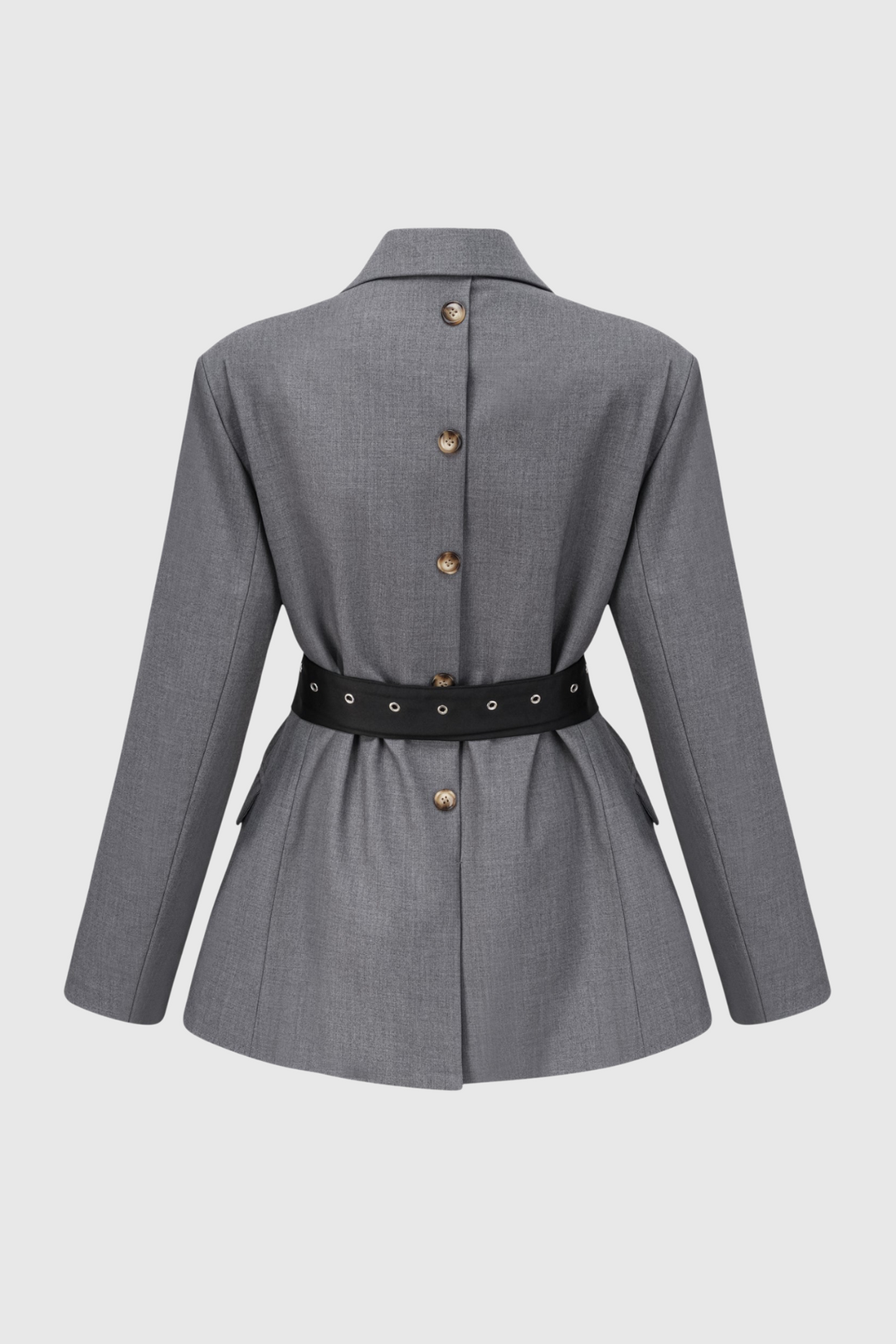 Eairein Belte Waist Blazer - Grey