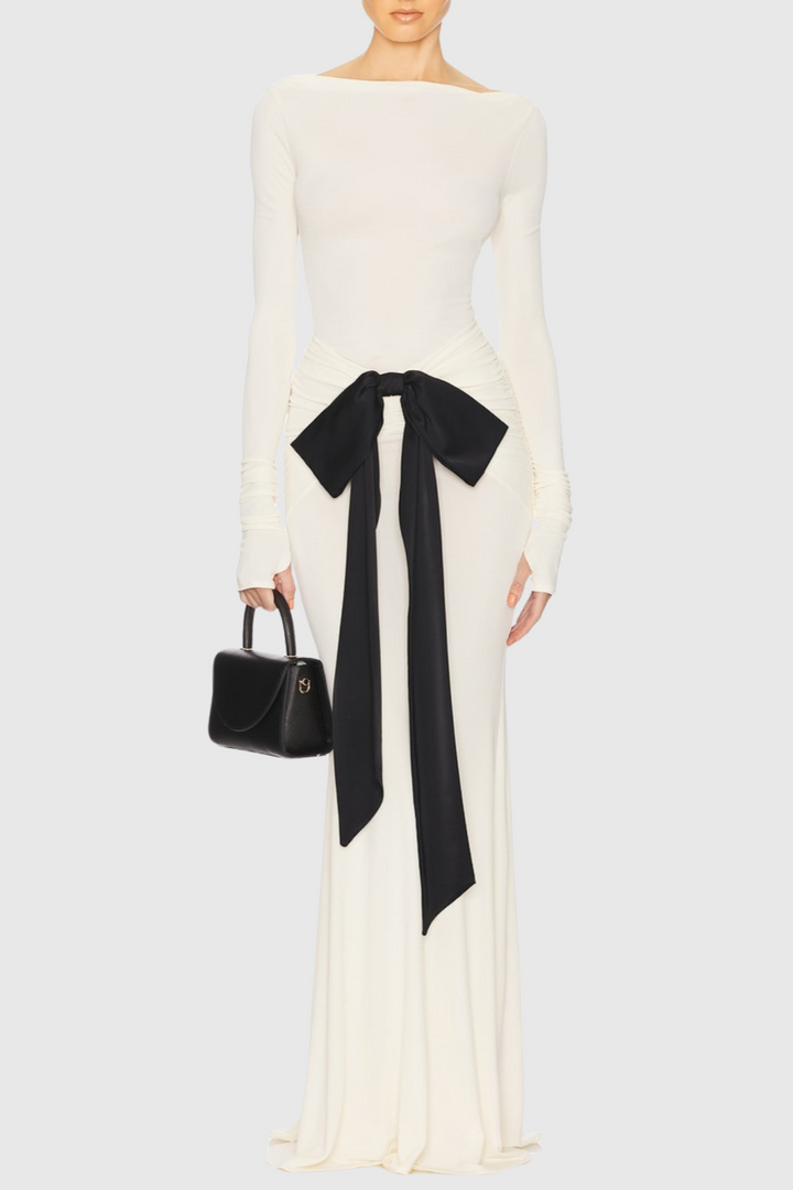 Ephara Bow Ruched Maxi Skirt