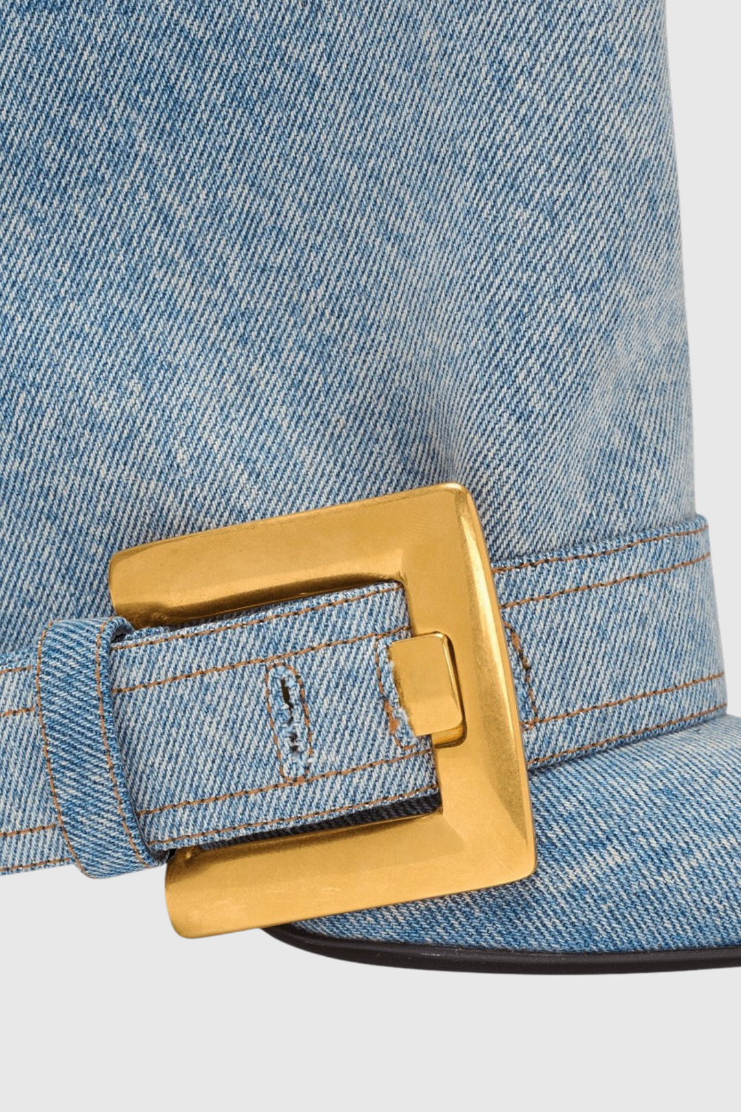 Erila Gold Buckle Knee Hight Boots - Denim