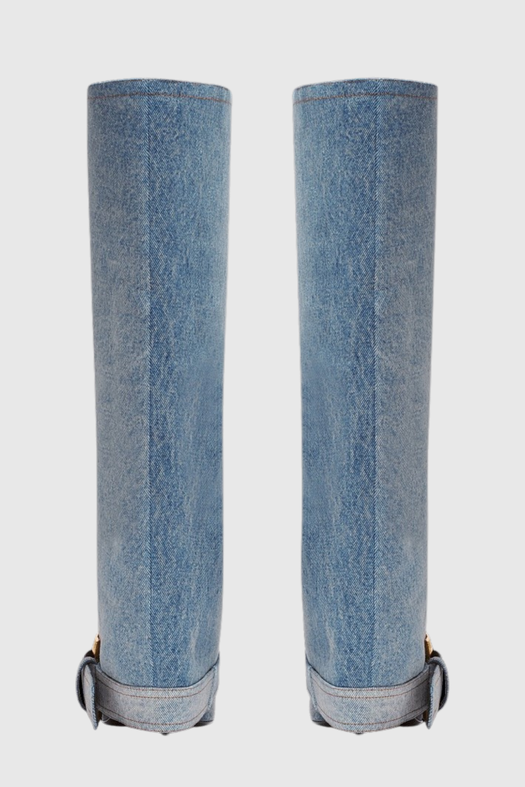 Erila Gold Buckle Knee Hight Boots - Denim
