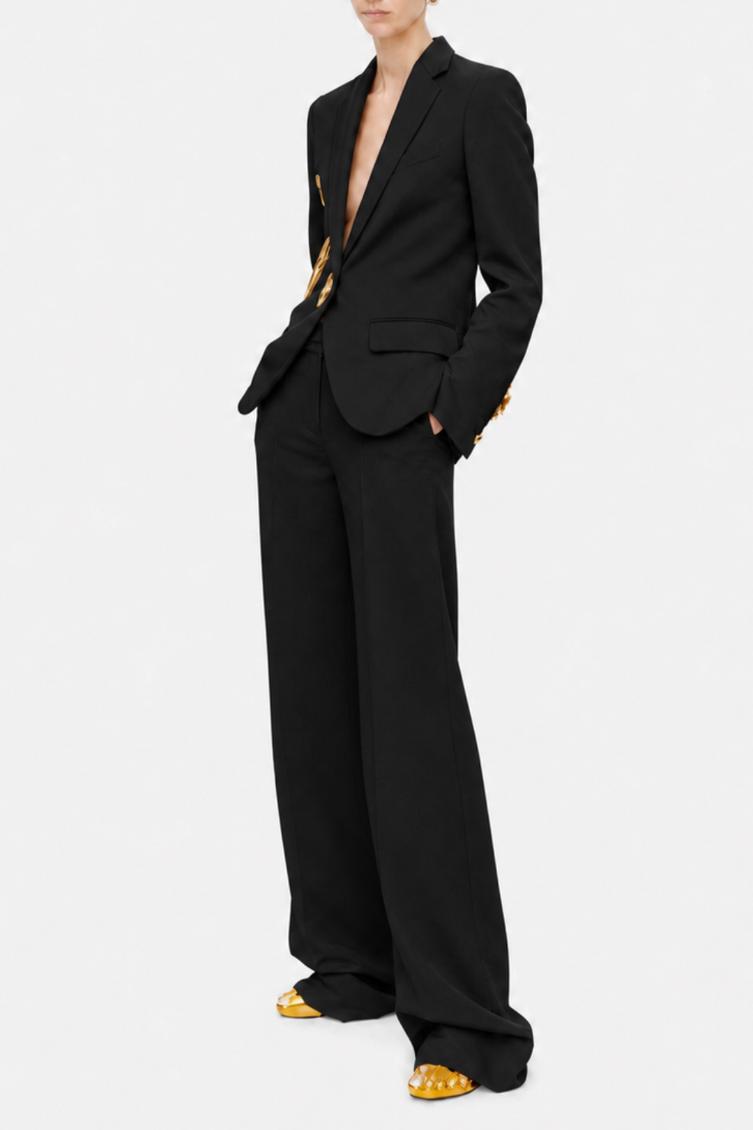 Forra Metal Embellished Cutout Blazer - Black