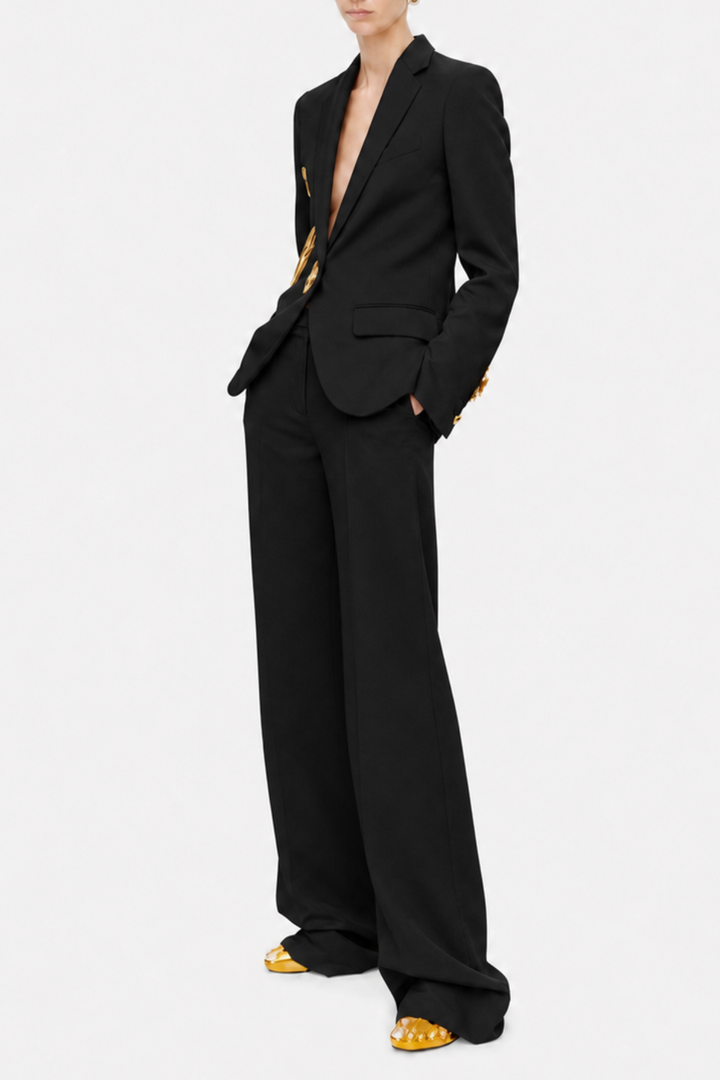 Forra Metal Embellished Cutout Blazer - Black