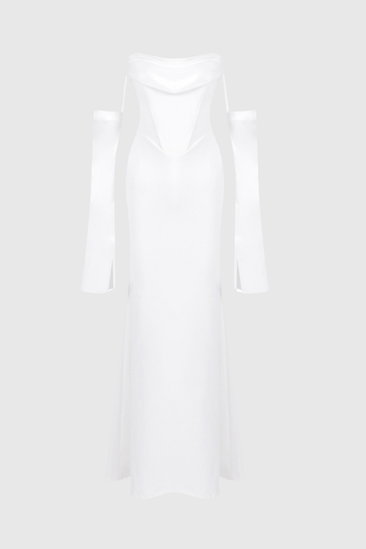 Heega Off Shoulder Corset Maxi Dress - White