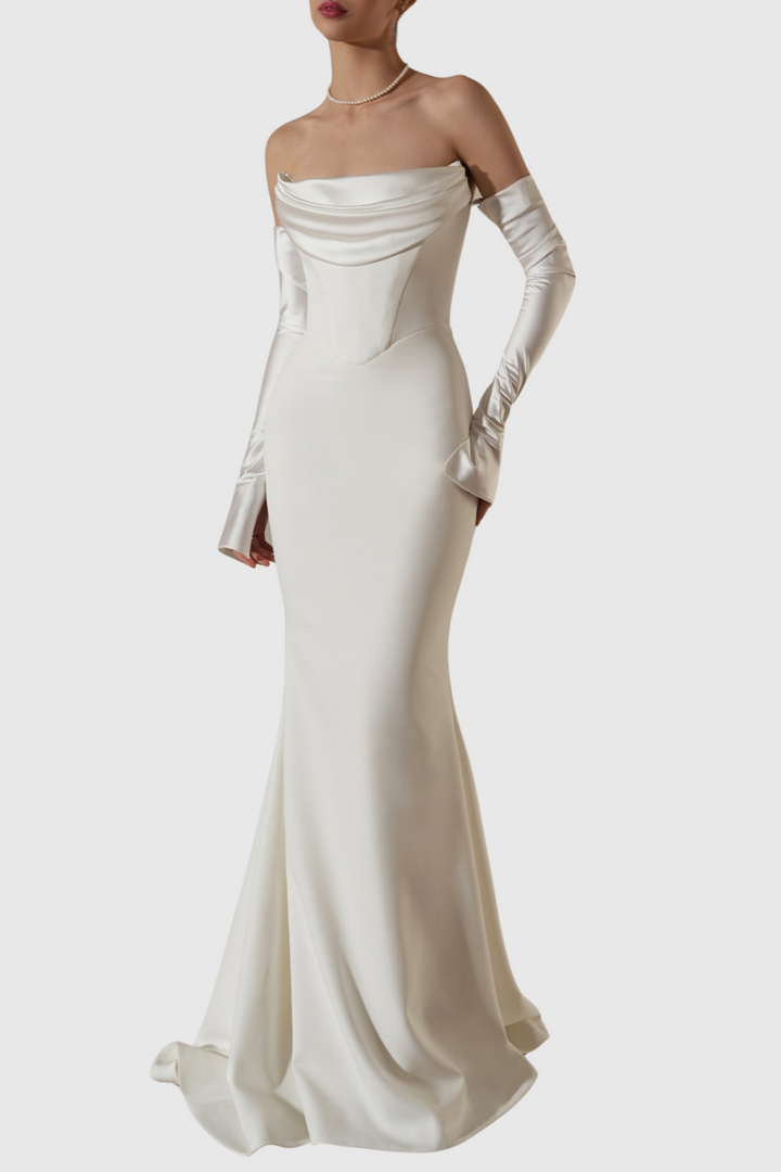 Heega Off Shoulder Corset Maxi Dress - White