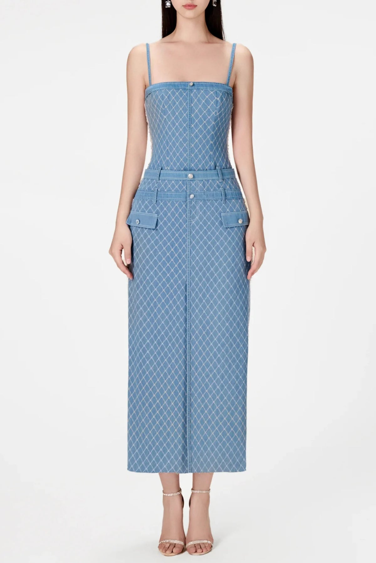 Hullar Denim String Midi Dress