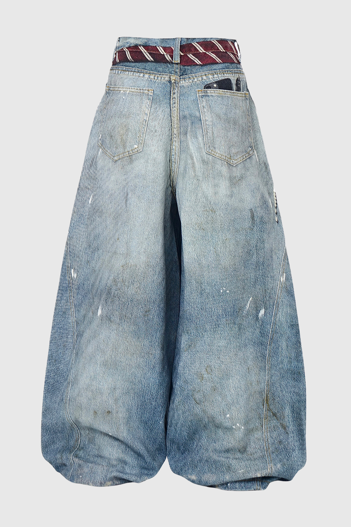 Isidora Splattered Tie Print Wide Leg Jeans