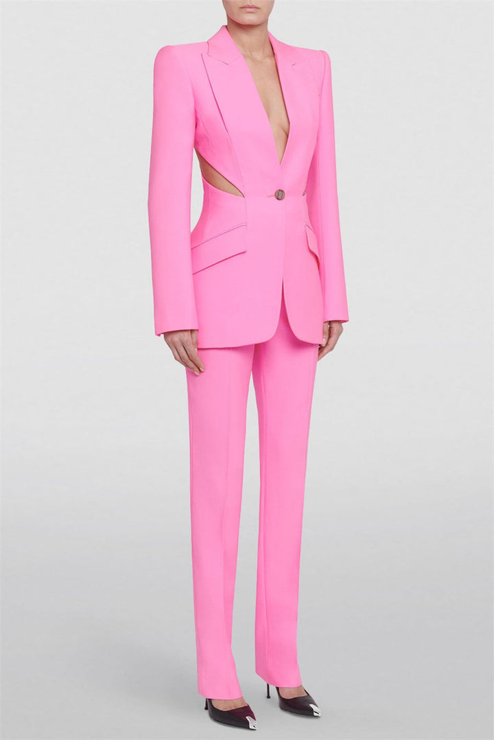 Jayde Slashed Single-Breasted Blazer Set