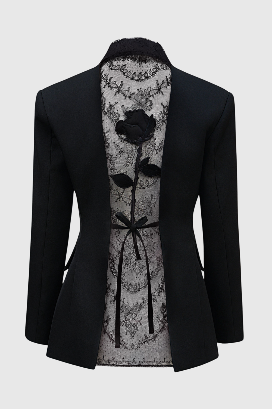 Joshra Floral Lace Blazer - Black