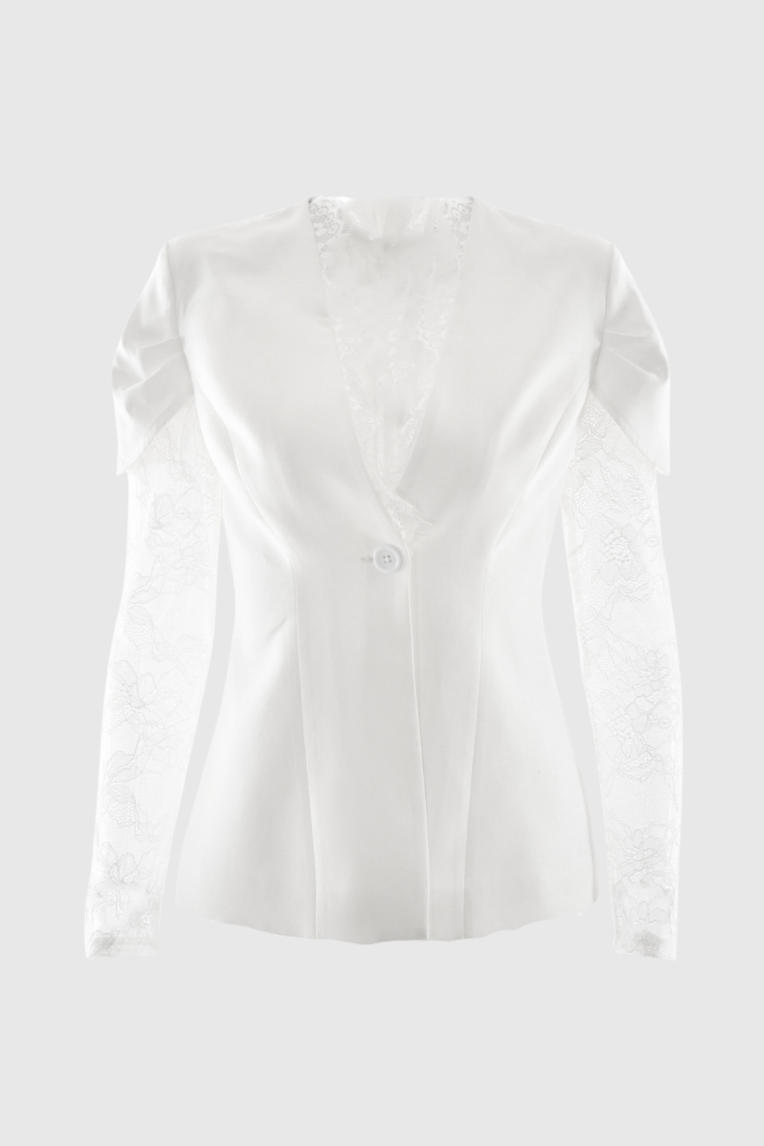 Jream Plunge Lace Blazer - White