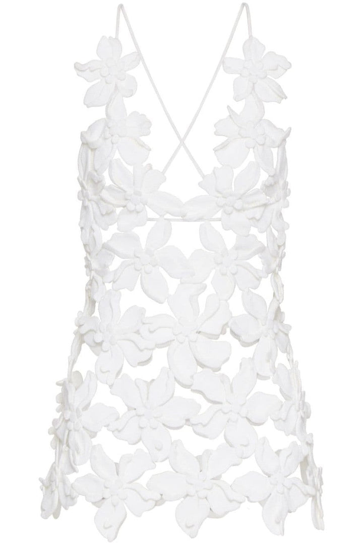 Juliete Floral Cutout Backless Top - White
