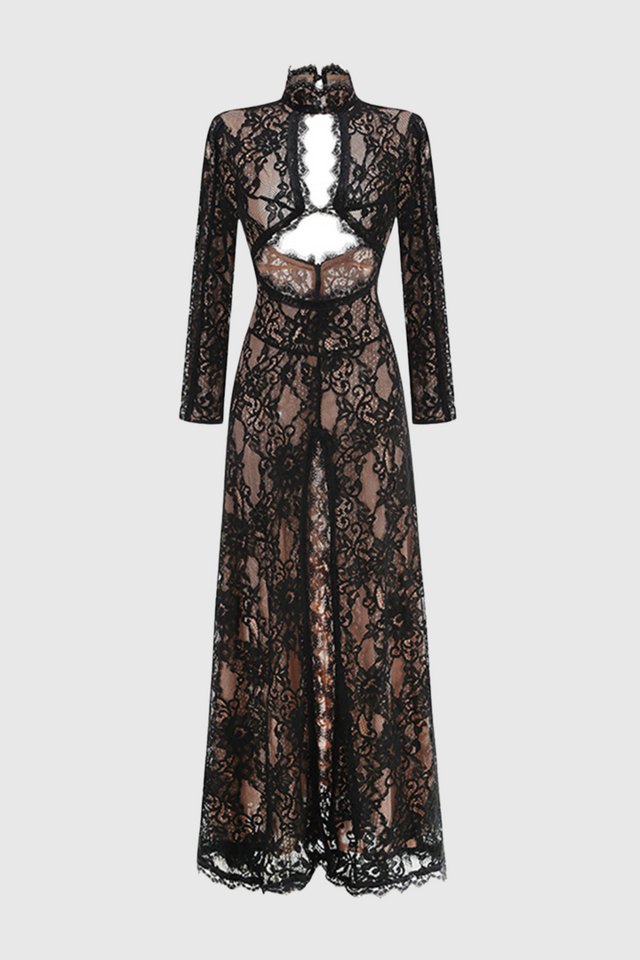 Juselius Lace Cutout Maxi Dress - Black