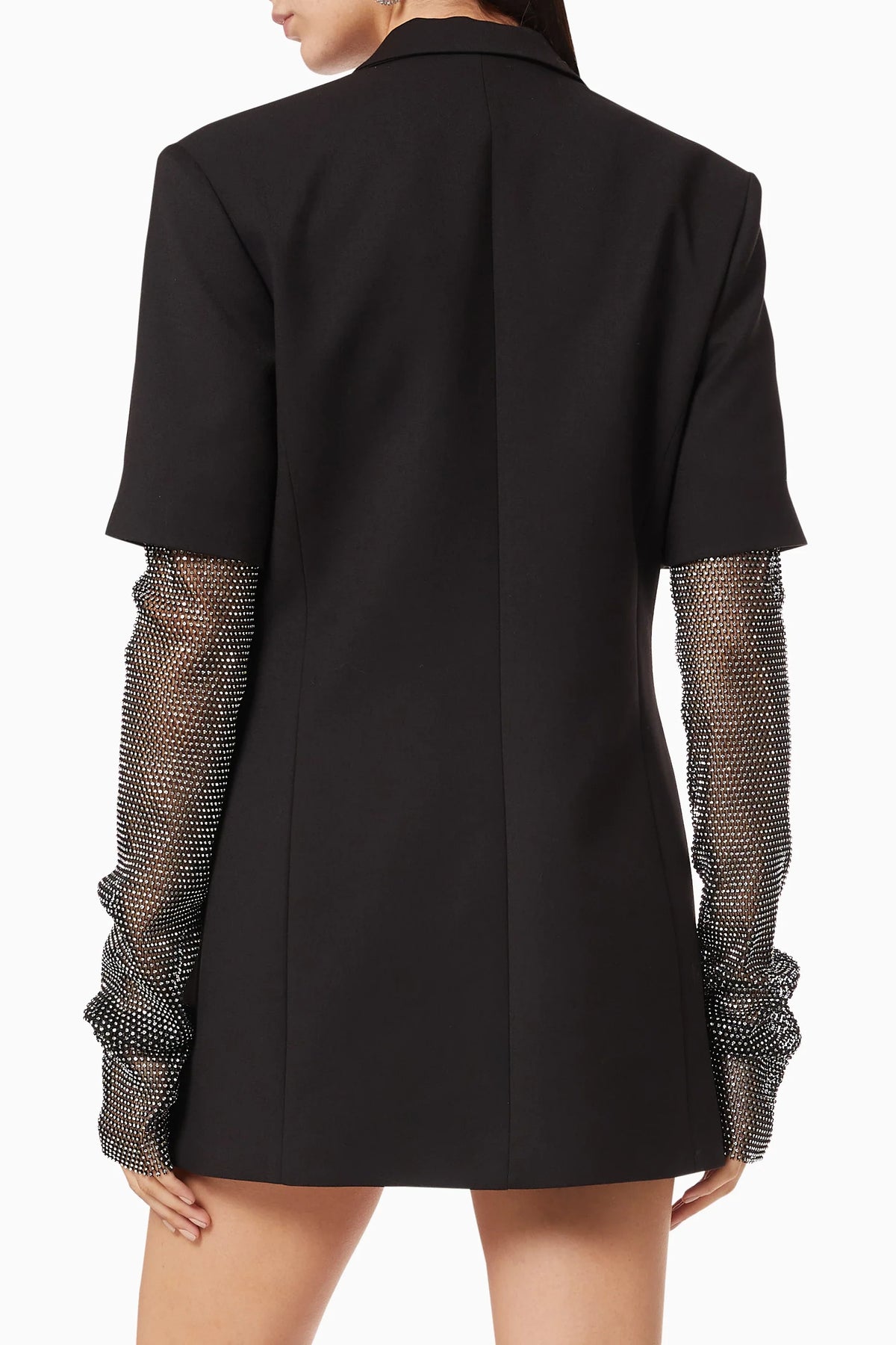 Kali Crystal Mesh Sleeves Blazer