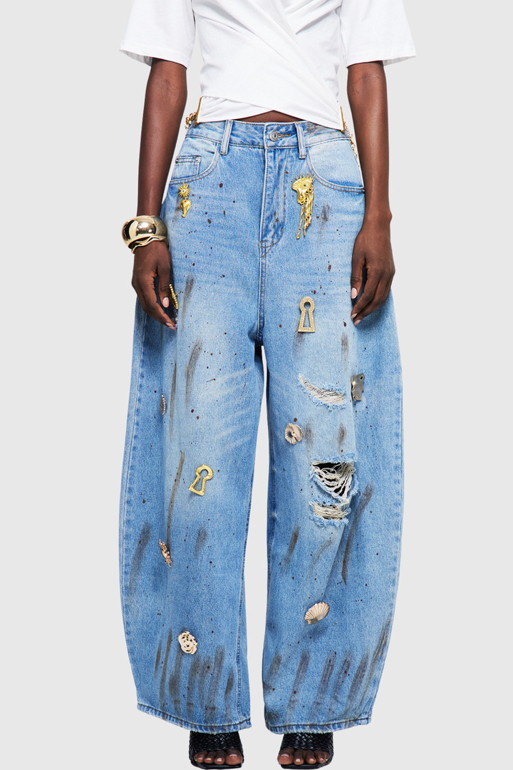 Kensia Embellished Baggy Jeans