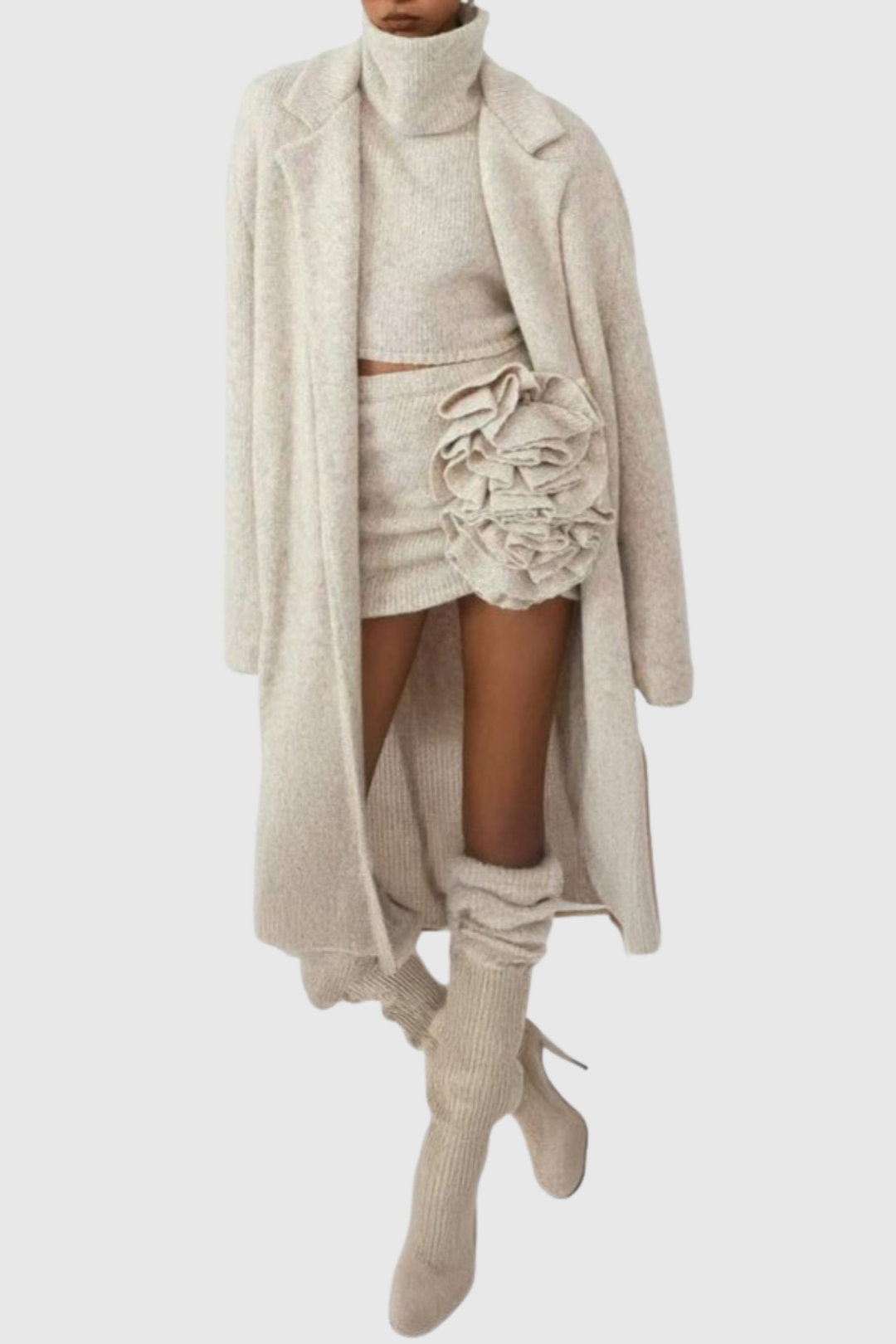 Khera Ruffle Knit Three Piece Set